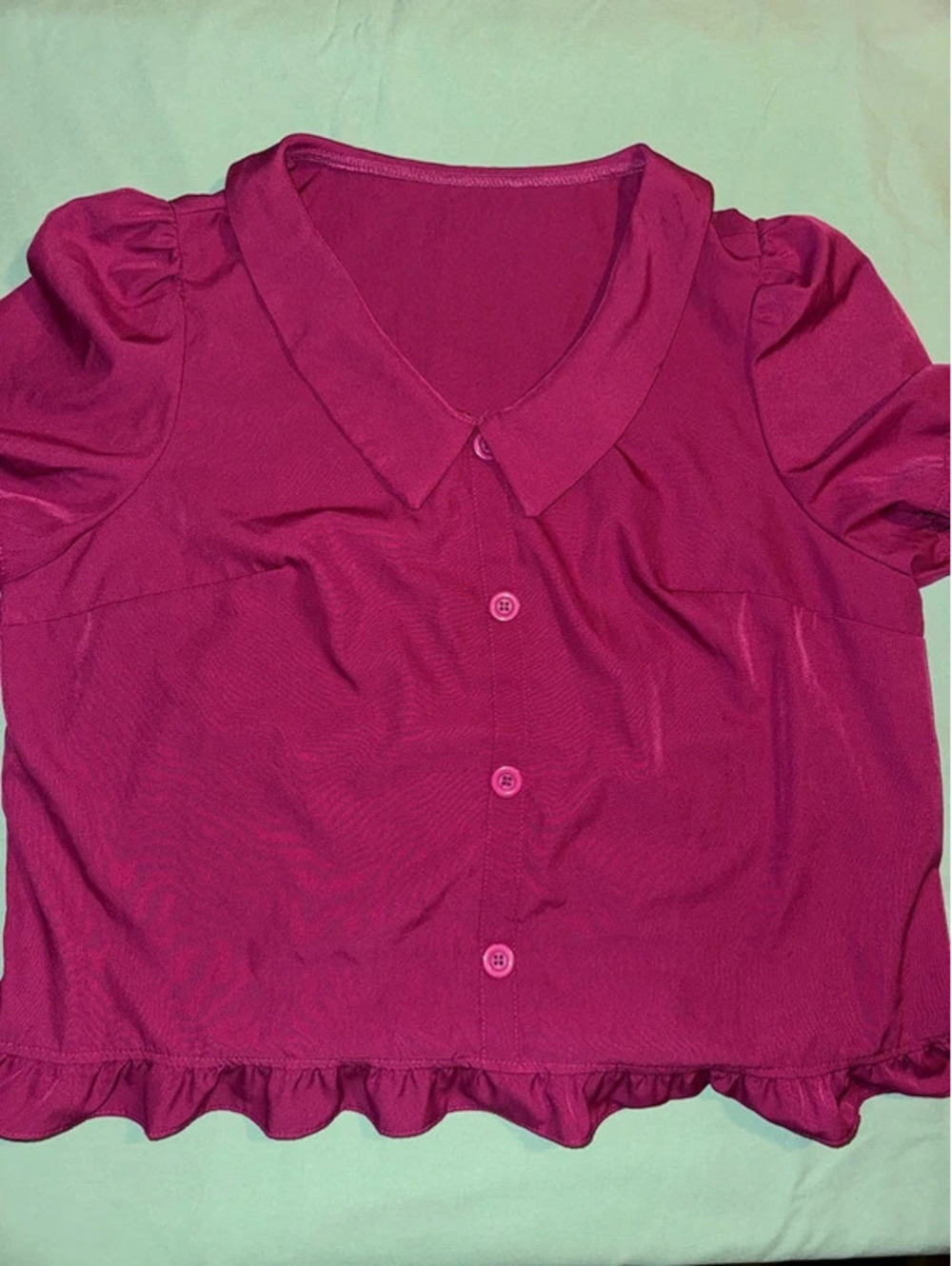 Dark Pink Blouse with Ruffle Sleeves Bottom Size 2xl